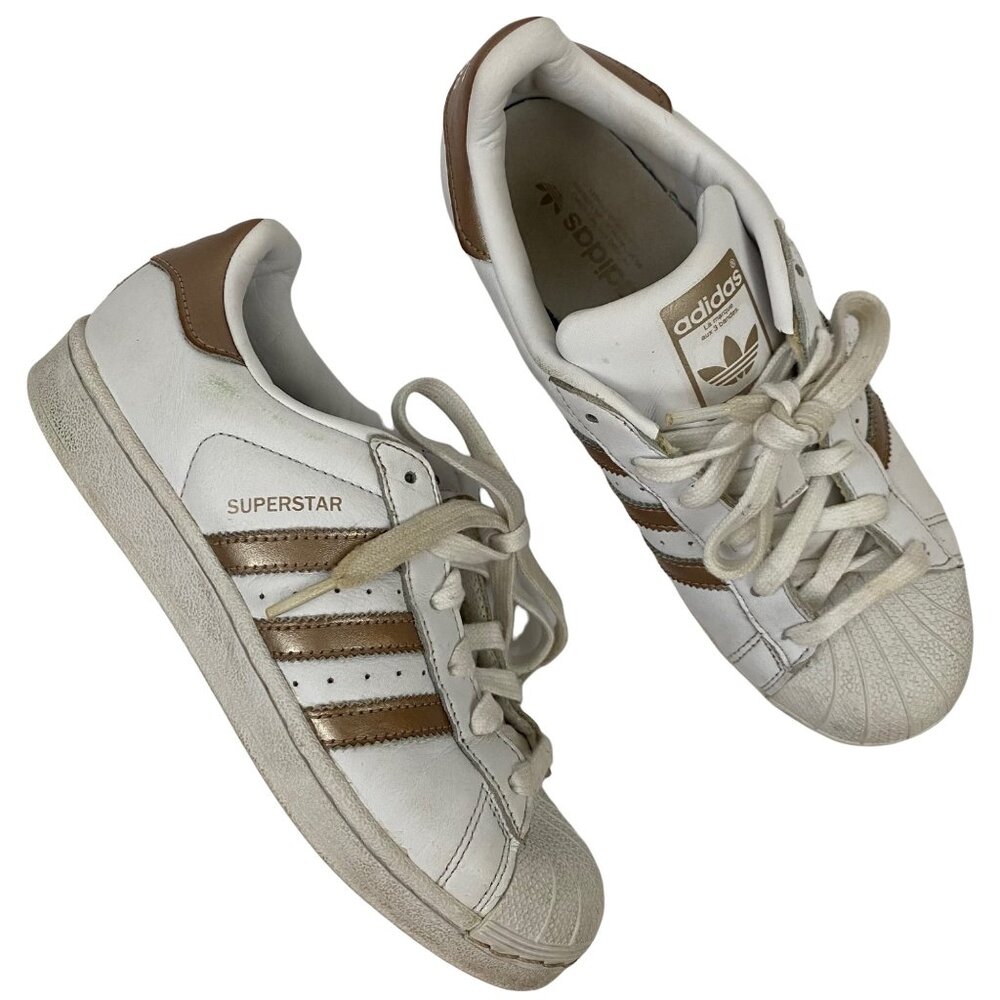Adidas Originals Superstar Triple Stripe White Cyber Metallic Sneakers Size 6.5